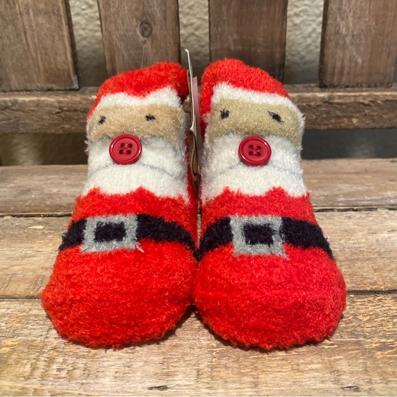 Mud Pie Santa Claus Socks 0-12 Months, Chenille Christmas Socks, Baby Socks - Picture 5 of 13